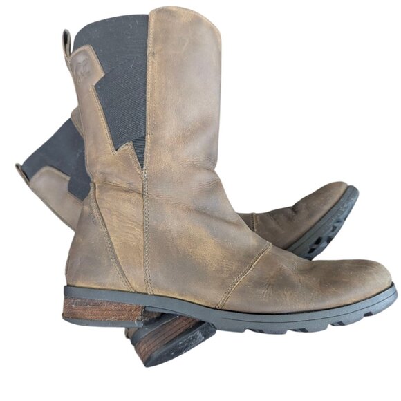 Women's Sorel Emelie Boot 💦Waterproof💦 Mid-Calf Brown Leather - Size 9 - Picture 2 of 13